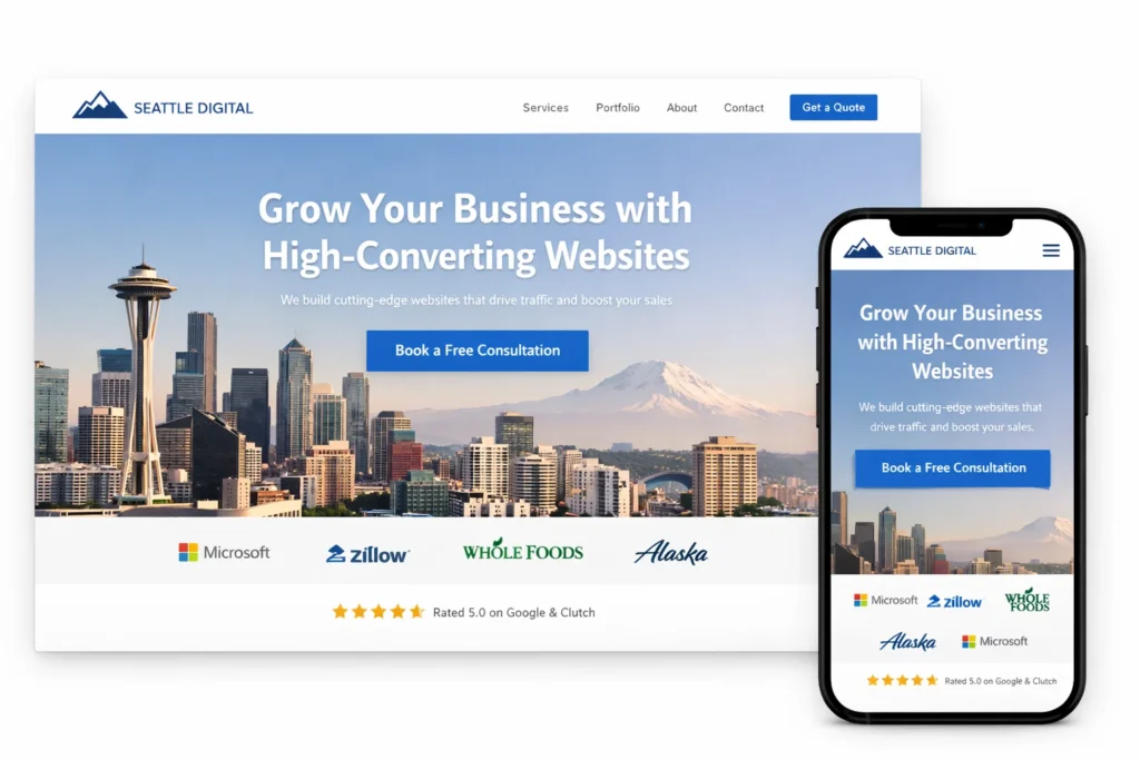 Above the fold homepage example of a website